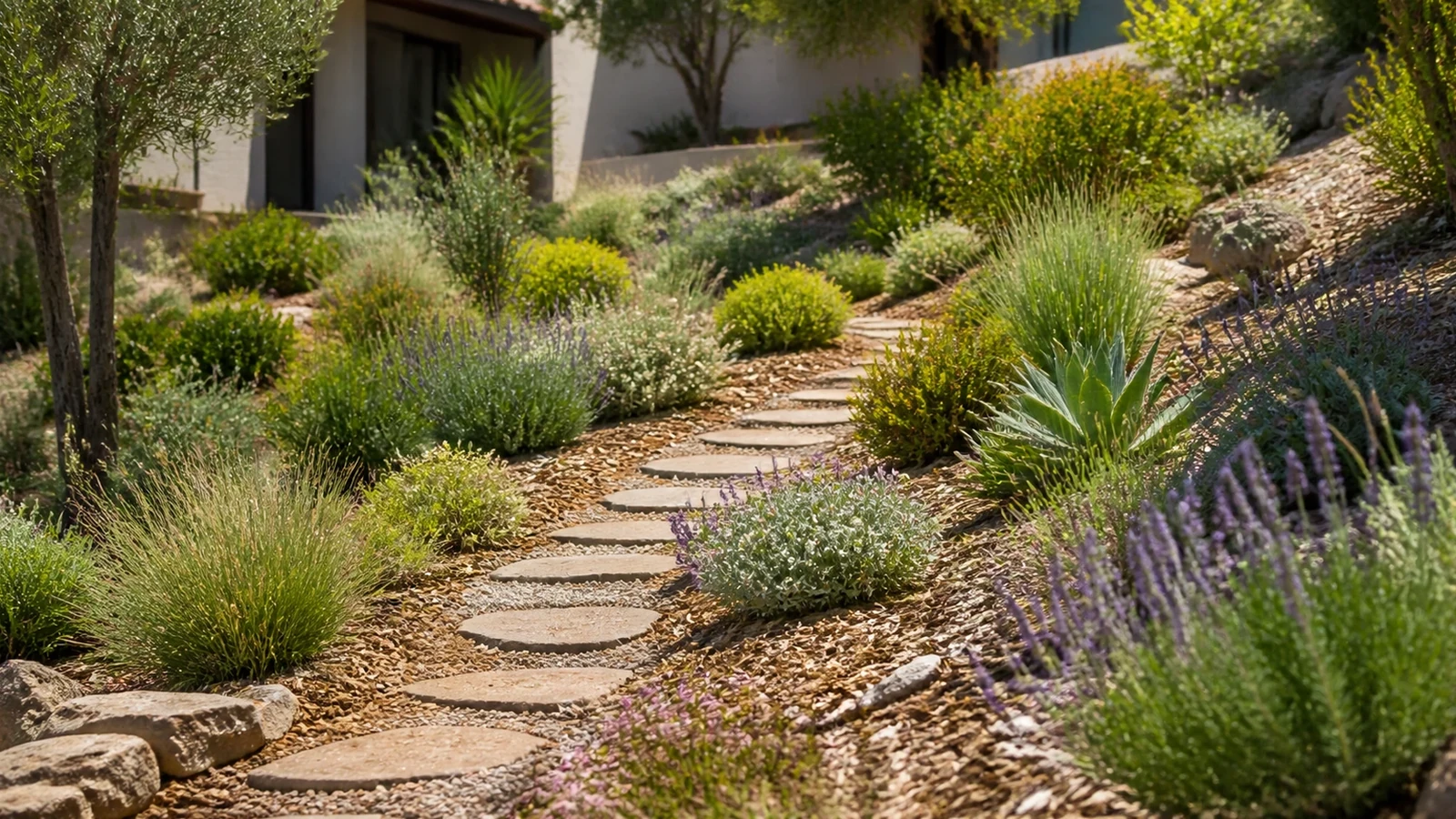 Concevoir un jardin sobre en eau selon la nature du sol — illustration